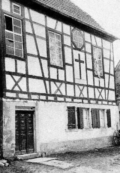Die frühere Obergimperner Synagoge kurz nach 1945